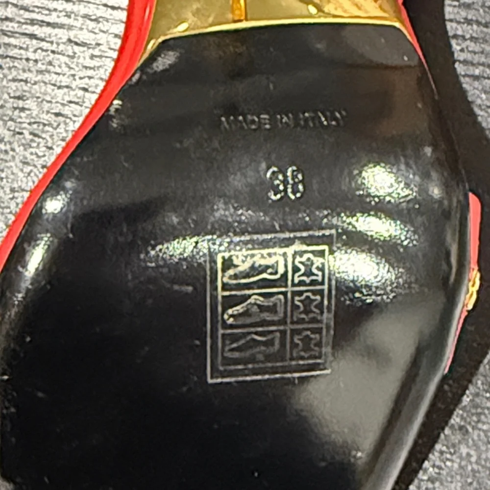 Versace Red Leather Zip Detail Heels | Size 38 | Gold Hardware - Picture 13 of 13